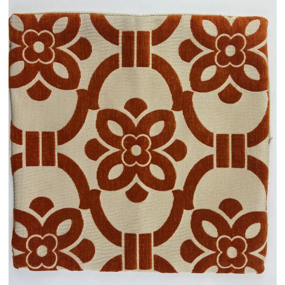 Orange Moroccan Style Tile Texture Pillow Cover Thick Zipper Zip Boho Ethnic 17